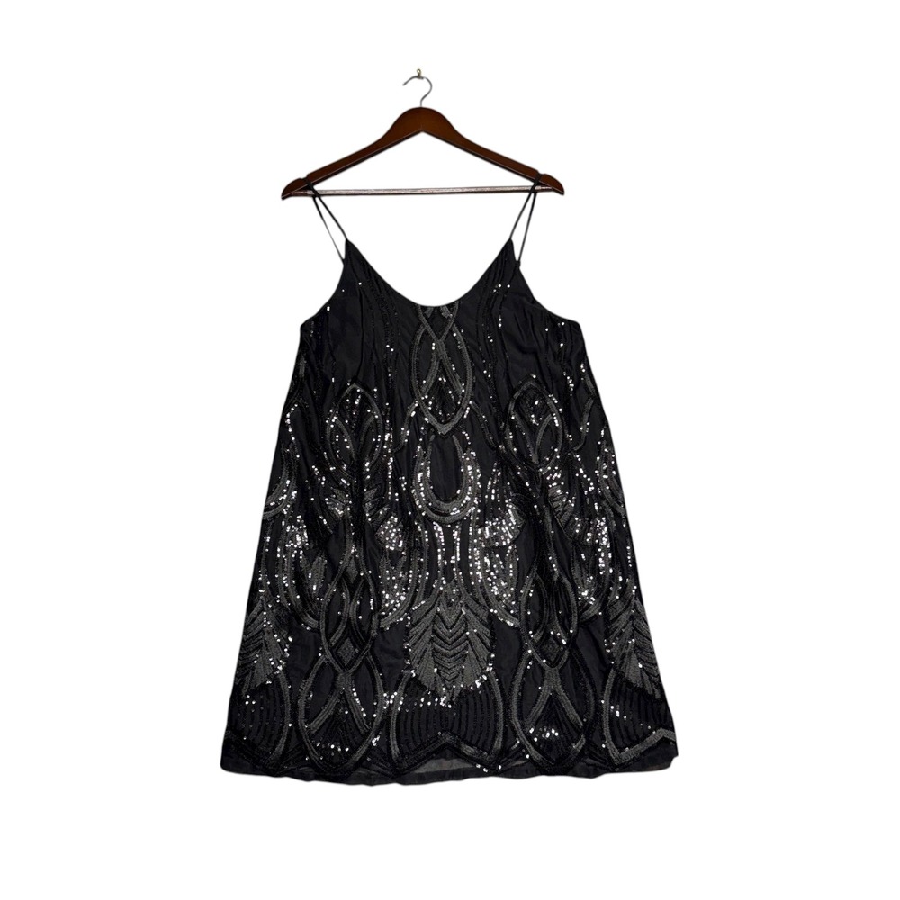 Sequin Mini Dress Medium Black Three Eighty Two Revolve NWT Party Whimsigoth